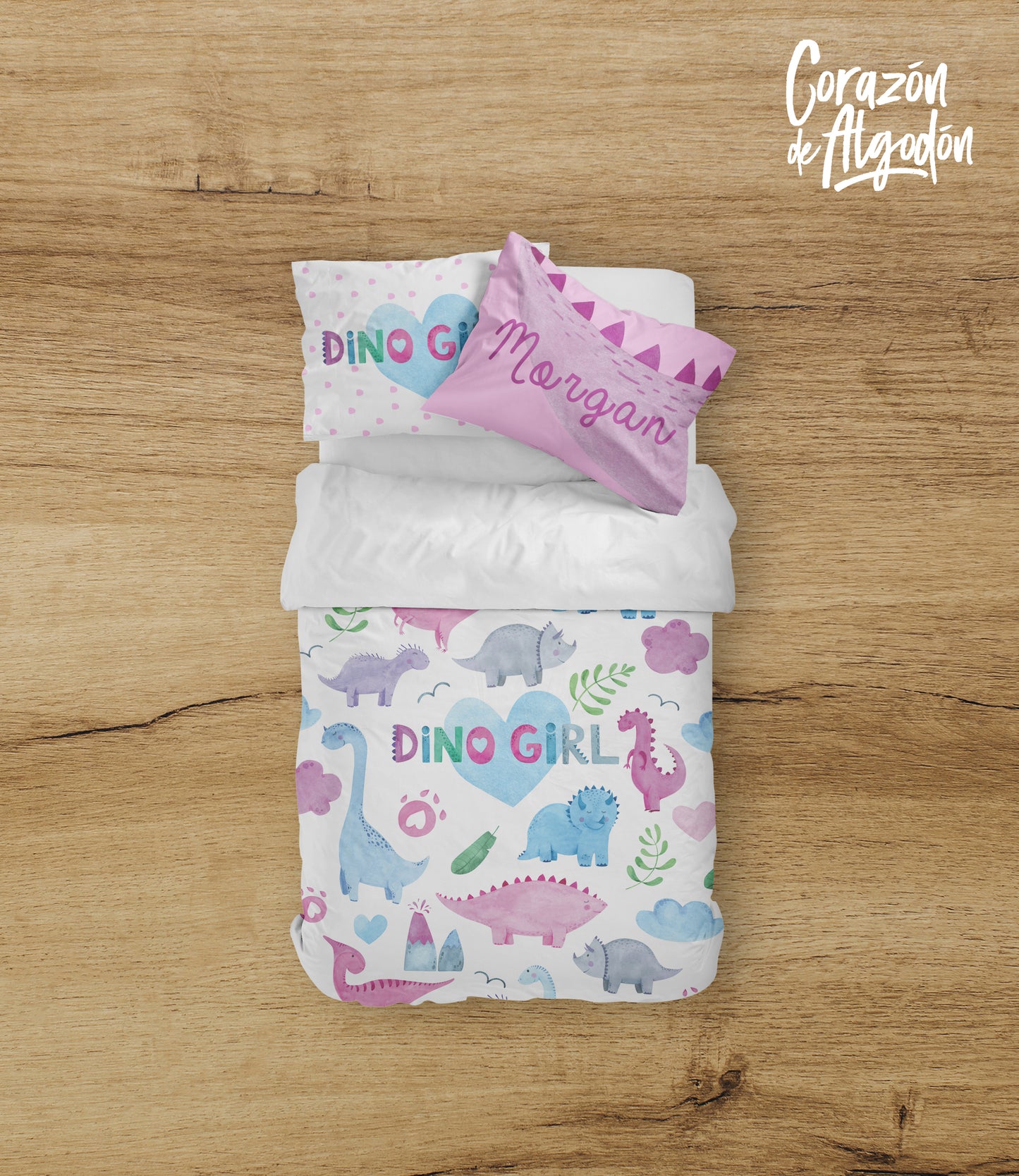 Juego de cama Dinosaurios rosas Morgan