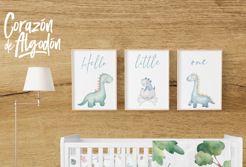 3 Textiles para enmarcar Dinosaurio Lucas