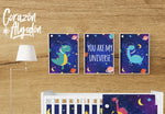 3 Textiles para enmarcar Dinosaurio Espacial Gael