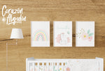 3 Textiles para enmarcar Unicornio Samantha