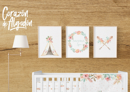 3 Textiles para enmarcar Teepee Brianna
