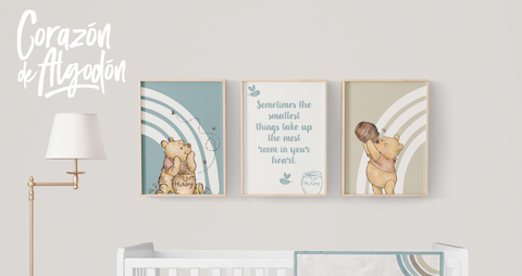 3 Textiles para enmarcar Winnie Pooh Christopher