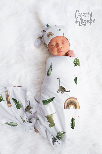 Swaddle Neutro Dinosaurio arcoíris