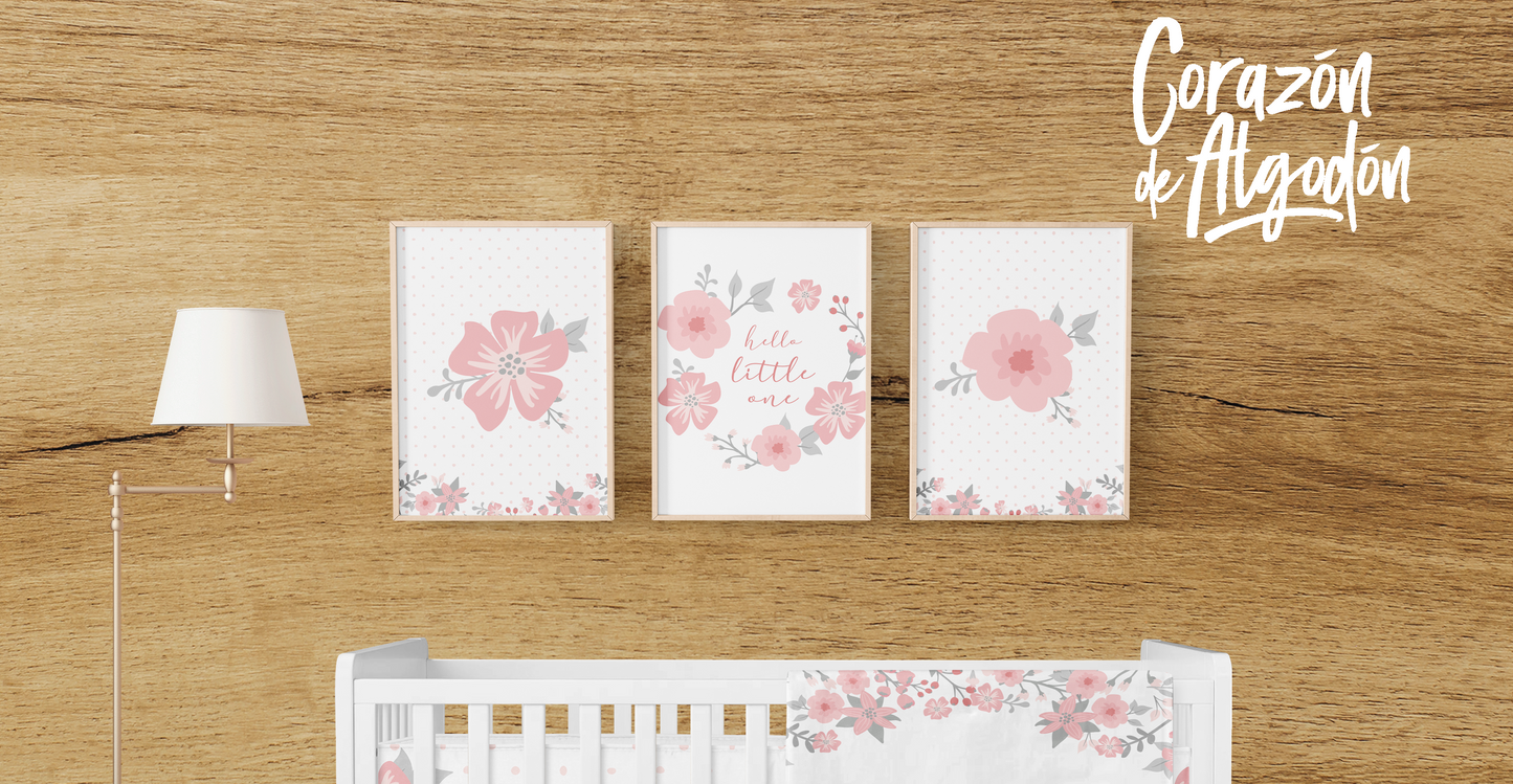 3 Textiles para enmarcar Flores Antía