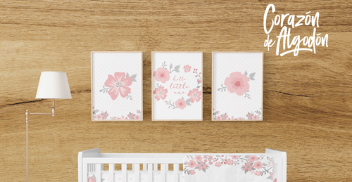 3 Textiles para enmarcar Flores Antía